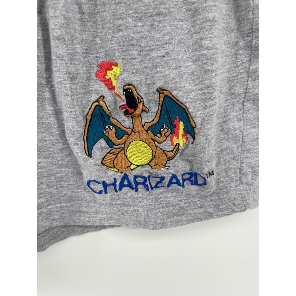 Pokemon Boxer Shorts Boys 8/10 Gray Excellent Vintage 2000 Charizard Embroidered